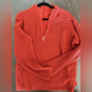 Amazon Red Half-Zip Turtleneck Sweater